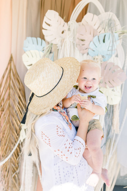 Modern pastel backyard first birthday party