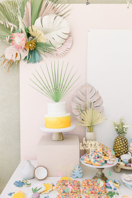Modern pastel backyard first birthday party Inspiration
