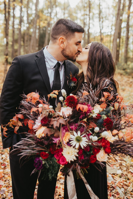 The moodiest gothic forest wedding with gorgeous fall florals