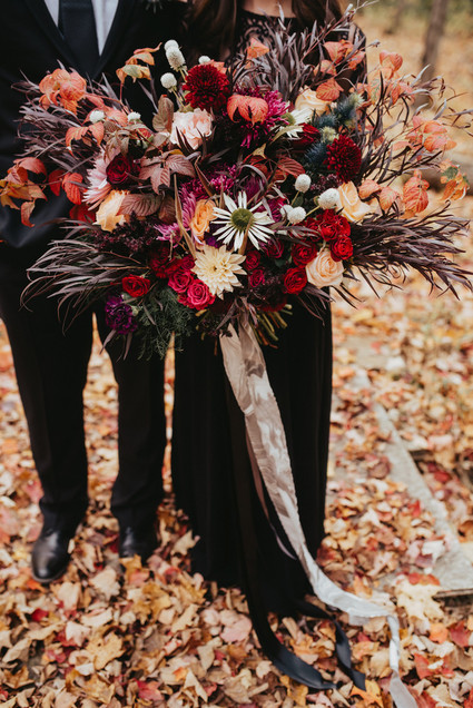 The moodiest gothic forest wedding with gorgeous fall florals