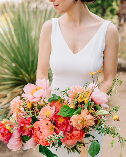 spectacular coral peony bouquet