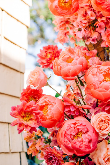 Coral peony wedding arch
