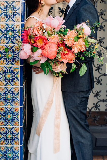 spectacular coral peony bouquet