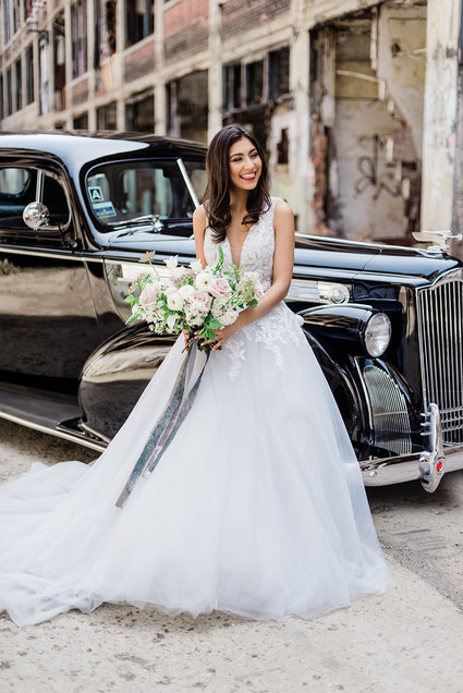 Packard Plant in Detroit wedding editorial