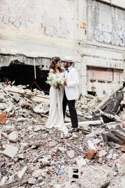 Packard Plant in Detroit wedding editorial