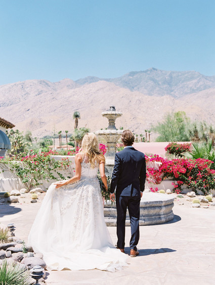 An all pink Palm Springs wedding (and venue!) with copper and pampas grass