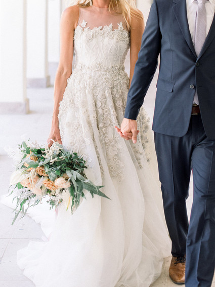 An all pink Palm Springs wedding (and venue!) with copper and pampas grass