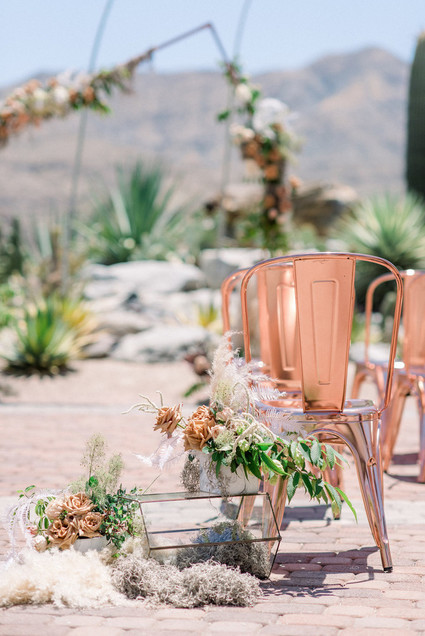 An all pink Palm Springs wedding (and venue!) with copper and pampas grass