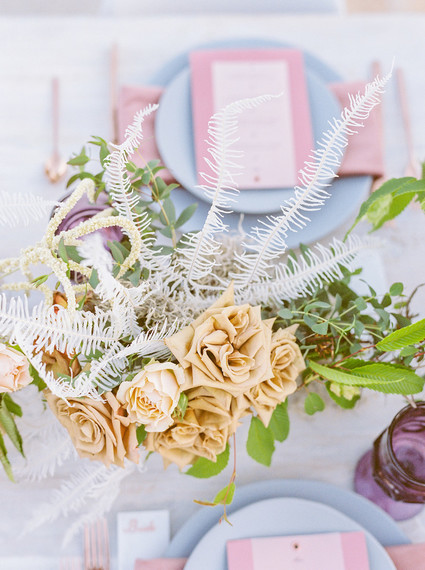 An all pink Palm Springs wedding (and venue!) with copper and pampas grass