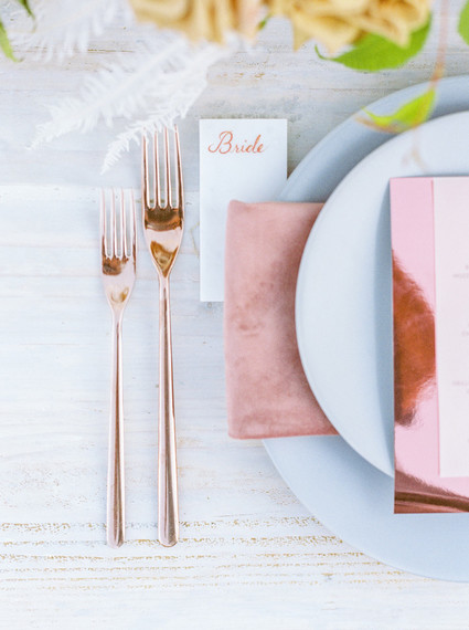 An all pink Palm Springs wedding (and venue!) with copper and pampas grass