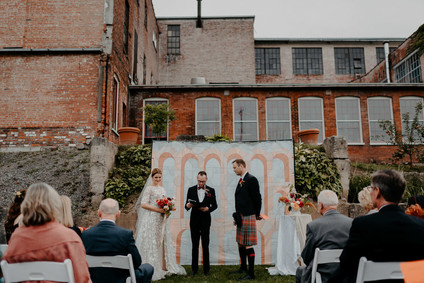 A print maker's thoughtful DIY fall wedding ... with kilts! Inspiration