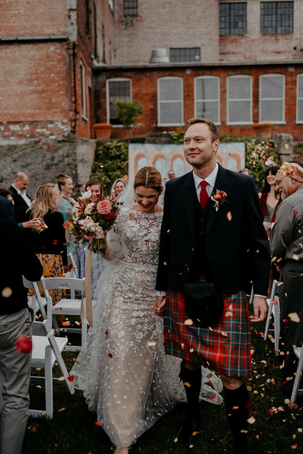 A print maker's thoughtful DIY fall wedding ... with kilts! Inspiration