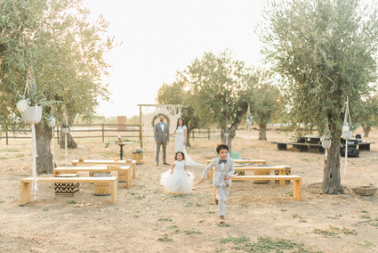 Intimate vow renewal with the couple's children in Portugal Inspiration