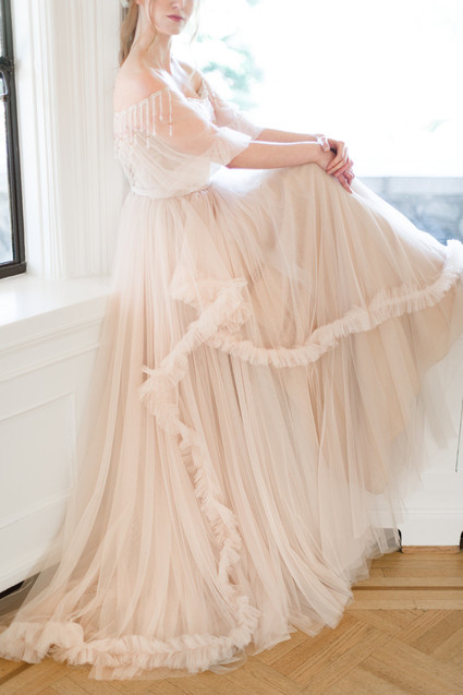 Ruffled bridal gown