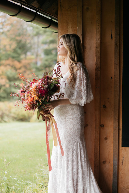 Autumn barn wedding in the Catskills with amazing florals