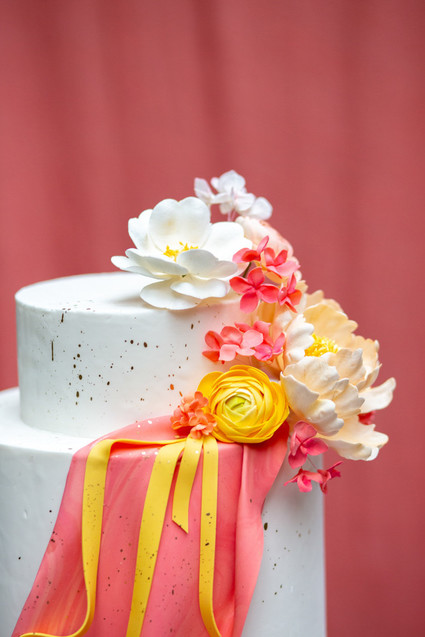 Ultra colorful wedding design inspired by Indian floral garlands and Day of the Dead Inspiration
