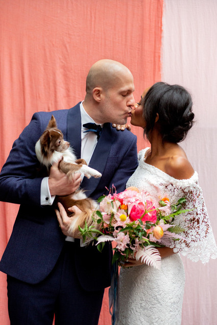 Ultra colorful wedding design inspired by Indian floral garlands and Day of the Dead