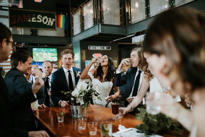All white urban winter wedding in Cincinnati