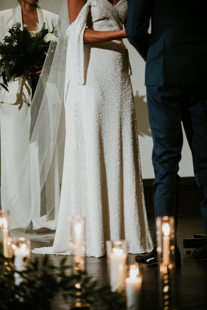All white urban winter wedding in Cincinnati