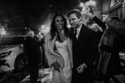 All white urban winter wedding in Cincinnati