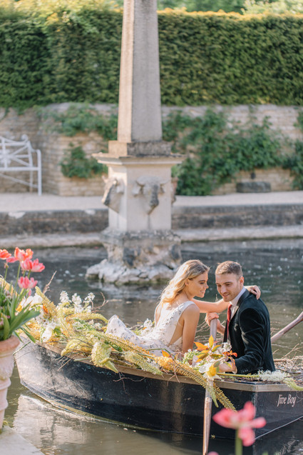 Modern stylish fairytale wedding in a dramatic English garden