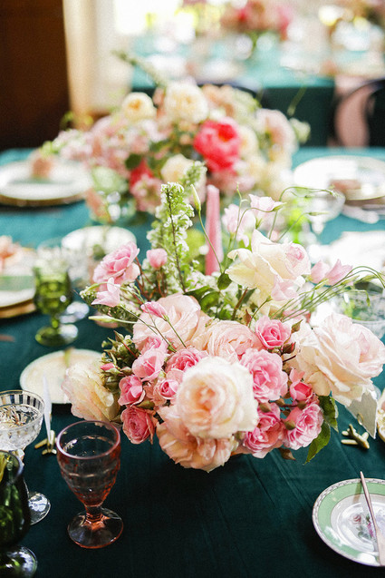 Emerald and pink travel inspired wedding at the USC University Club Inspiration