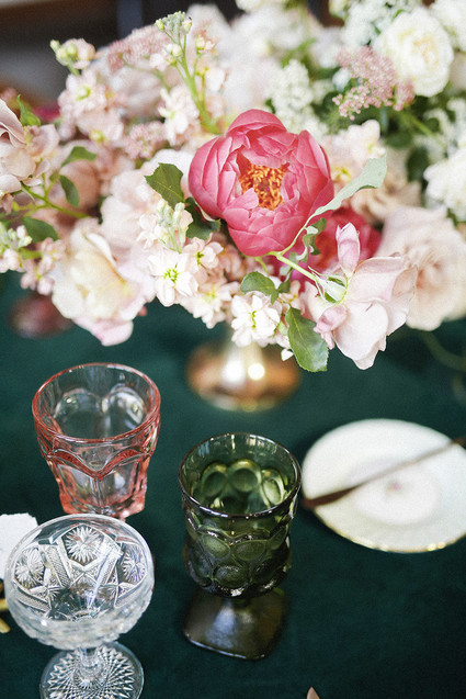 Emerald and pink travel inspired wedding at the USC University Club