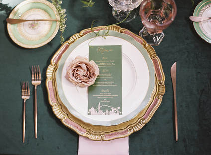 Emerald and pink travel inspired wedding at the USC University Club