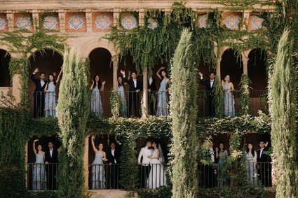 A moody dream garden wedding for a fashion forward couple at Palacio Villahermosa in Spain