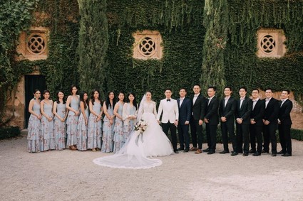 A moody dream garden wedding for a fashion forward couple at Palacio Villahermosa in Spain