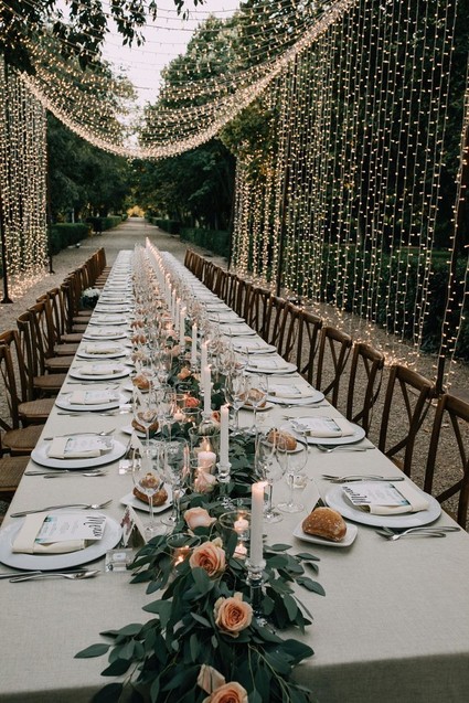A moody dream garden wedding for a fashion forward couple at Palacio Villahermosa in Spain