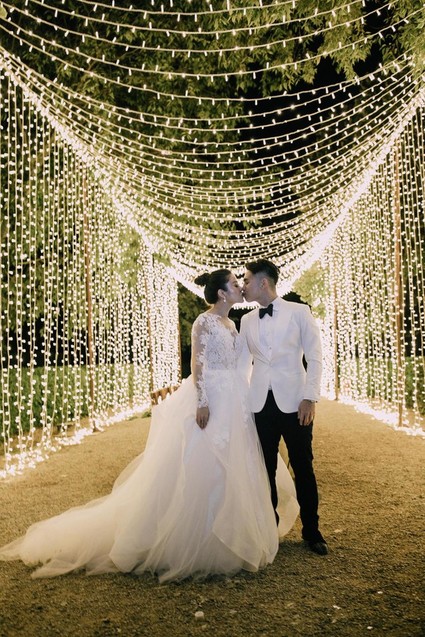 A moody dream garden wedding for a fashion forward couple at Palacio Villahermosa in Spain