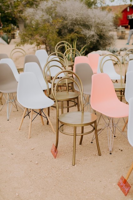 Colorful boho wedding reception in Joshua Tree