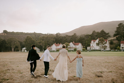 Organic same-sex wedding at Cavallo Point in San Francisco with the couple's children
