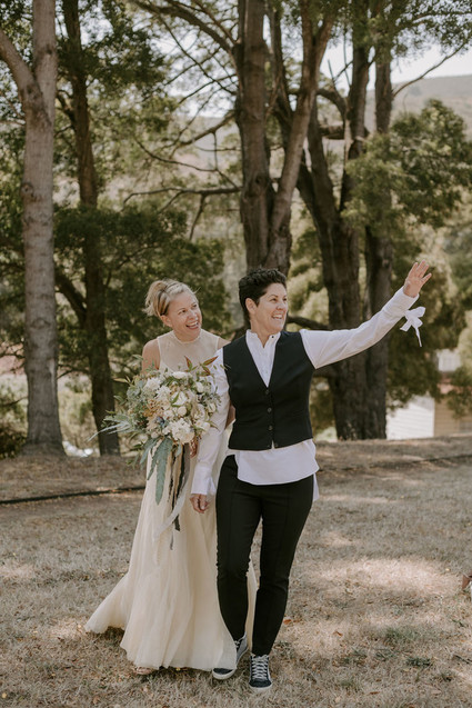 Organic same-sex wedding at Cavallo Point in San Francisco with the couple's children