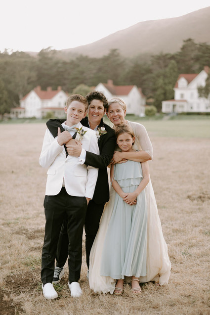 Organic same-sex wedding at Cavallo Point in San Francisco with the couple's children