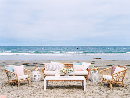 All white gender surprise beach baby shower in La Jolla