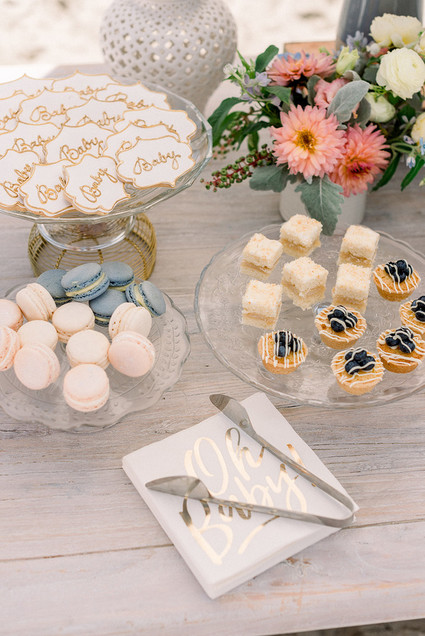 All white gender surprise beach baby shower in La Jolla