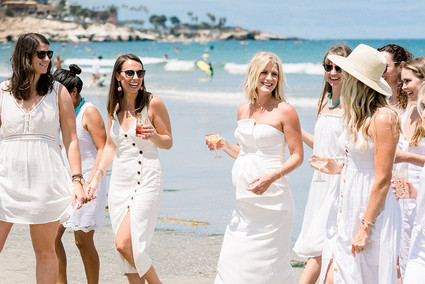 All white gender surprise beach baby shower in La Jolla