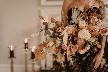 moody fall wedding inspiration with shades of coral and rust