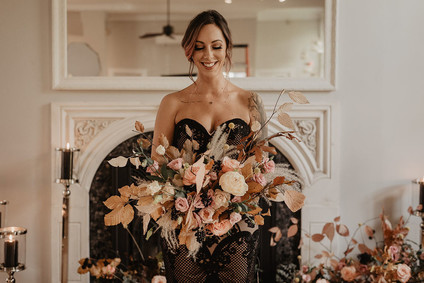 moody fall wedding inspiration with shades of coral and rust
