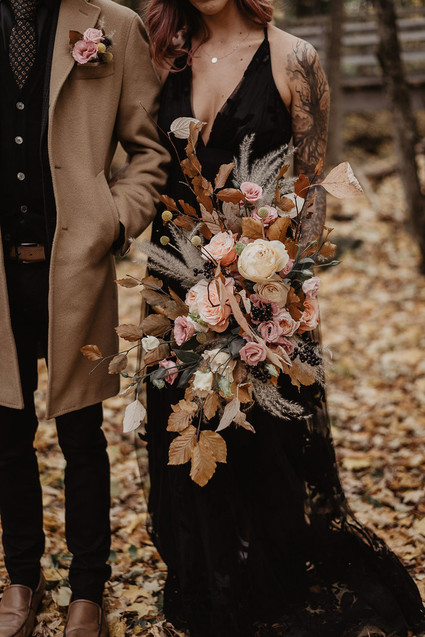 moody fall wedding inspiration with shades of coral and rust