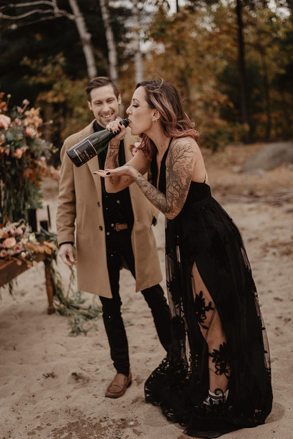 moody fall wedding inspiration with shades of coral and rust