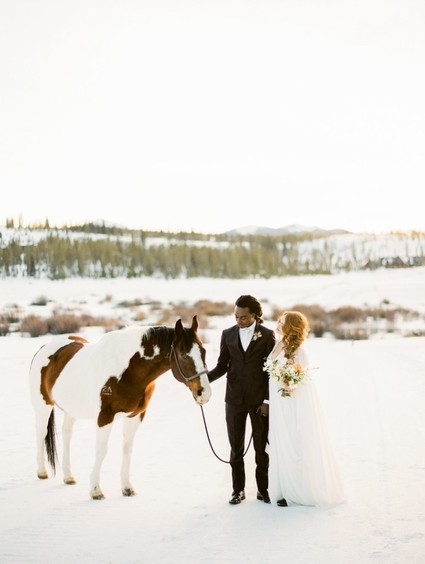 Luxe winter Rocky Mountain ranch wedding Inspiration