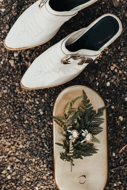 White bridal half boot for a Kansas City barn wedding
