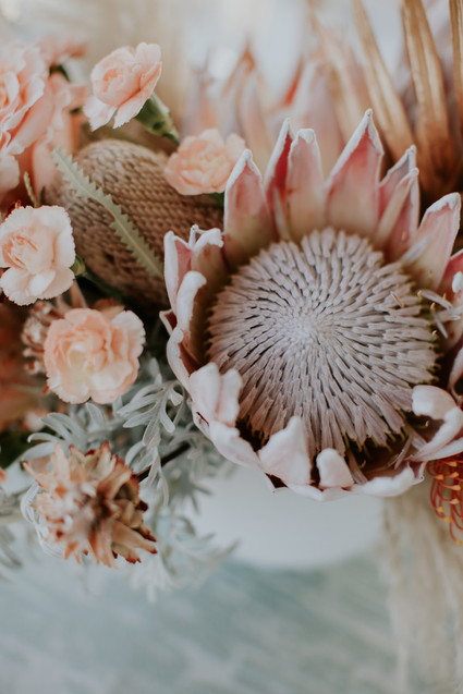 king protea wedding floral arrangement