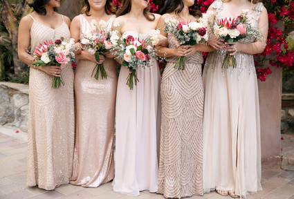 Neutral bridesmaid dresses with sparkle