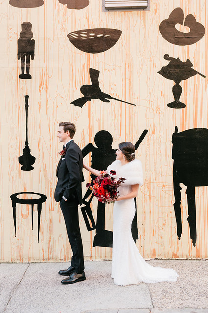 modern winter art gallery wedding in Philadelphia Inspiration