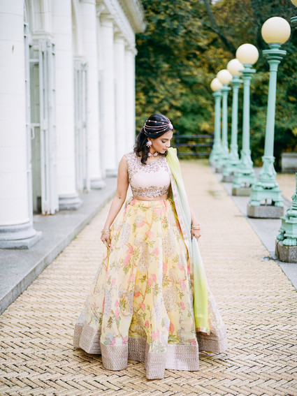 Pastel indian bridal editorial at the Prospect Park boathouse