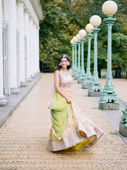 Pastel indian bridal editorial at the Prospect Park boathouse